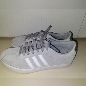 Women's Grey and White Suede Adidas Tennis Shoes with original Ortholite insoles
